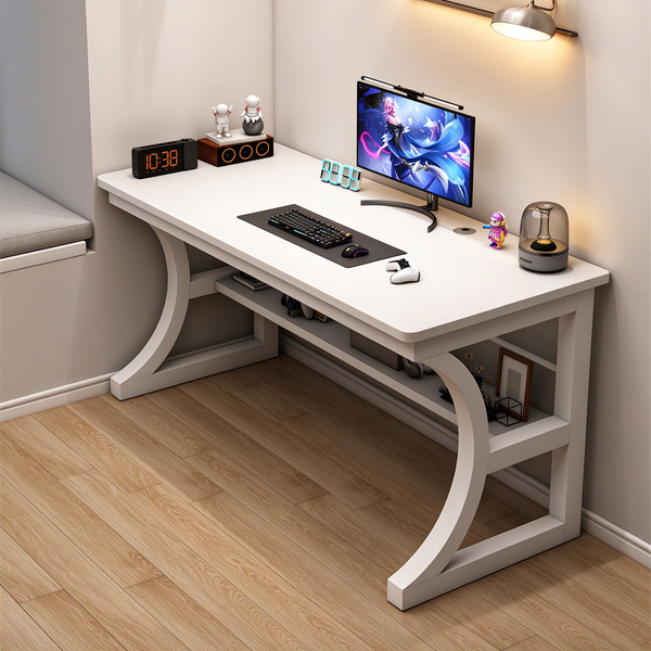Walnut U-Shaped Gaming Desk