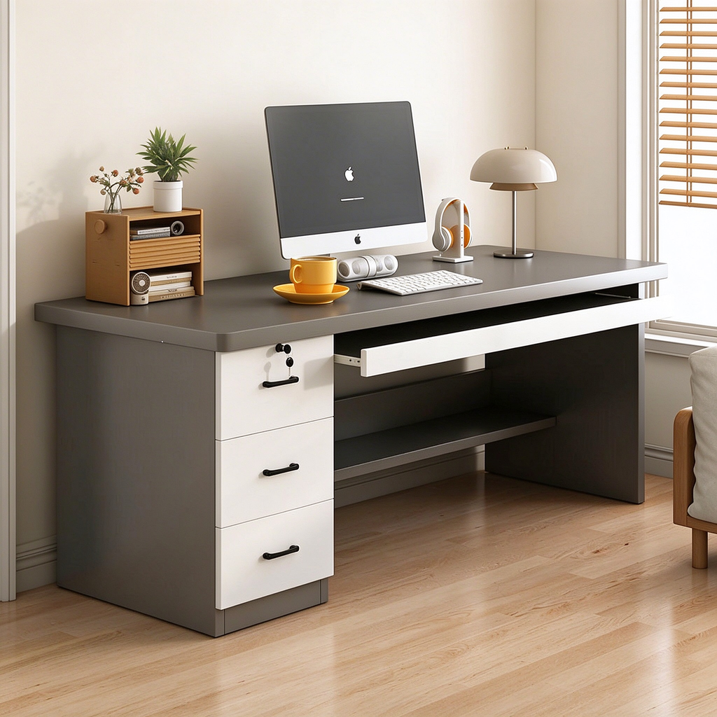 Gaming Desk with Drawers, Hutch and Monitor Shelf