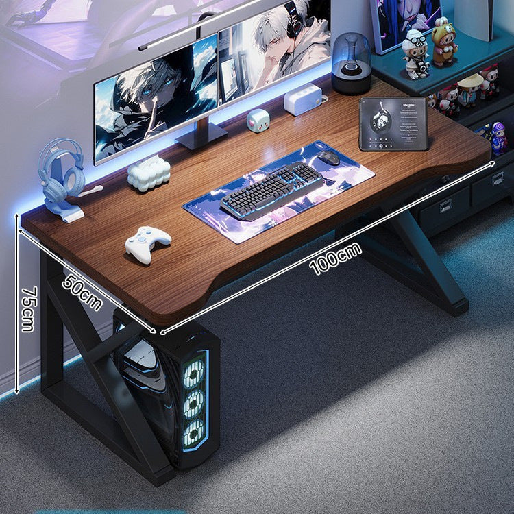 Blue Gaming Desk with Monitor Riser and Storage