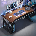 Blue Gaming Desk with Monitor Riser and Storage