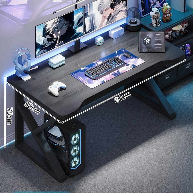 Blue Gaming Desk with Monitor Riser and Storage