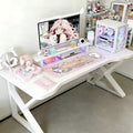 White Corner Gaming Desk with Hutch and Shelving