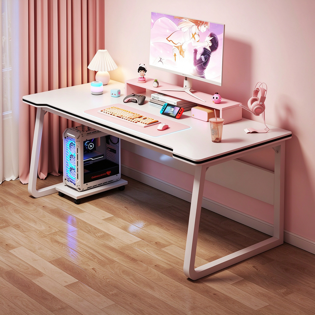 White Corner Gaming Desk with Hutch and Shelving